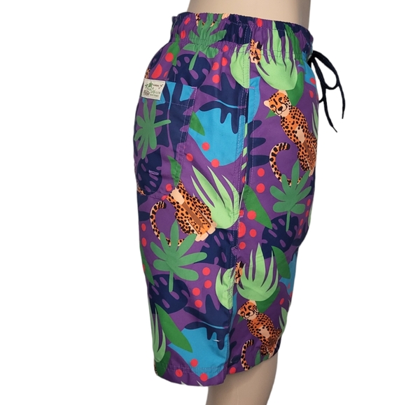 Men's Tropical Cheetah Swim Trunks - Picture 2 of 8
